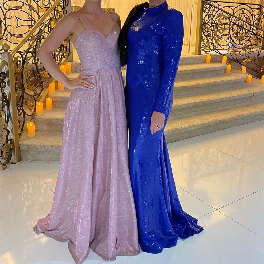 ROYAL BLUE Wedding Guest GOWN with sequins.